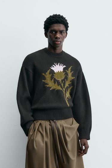 Zara LIMITED EDITION THISTLE JACQUARD JUMPER - Multicolored