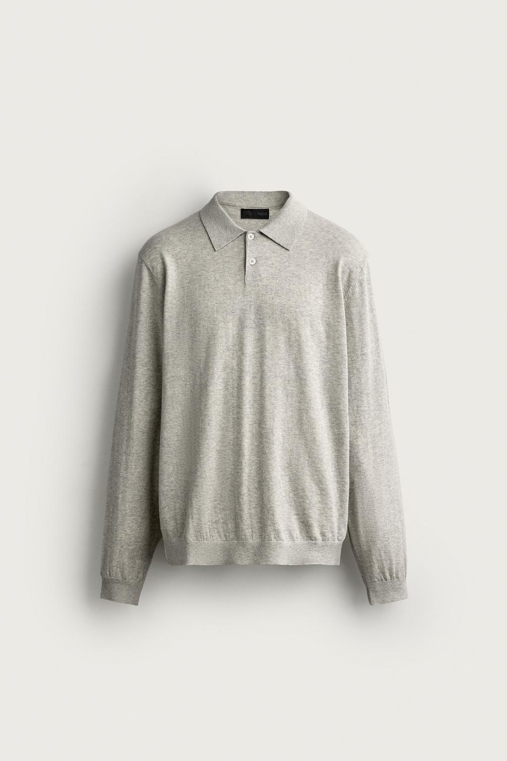 COTTON/CASHMERE KNIT POLO SHIRT