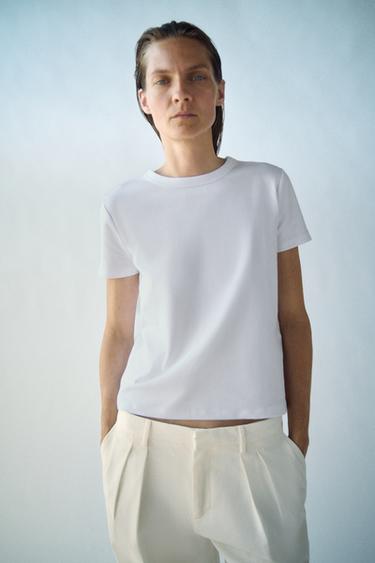 INTERLOCK short sleeve T-SHIRT - White by Zara