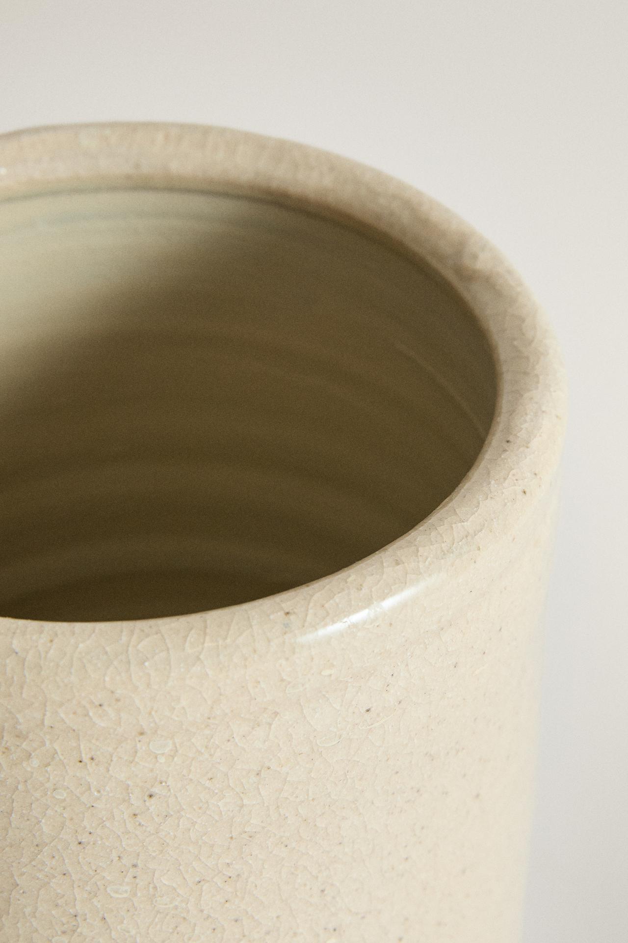 CYLINDRICAL CERAMIC VASE — Ecru