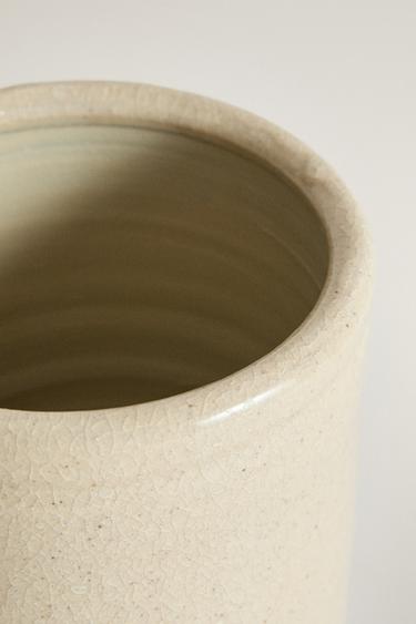 CYLINDRICAL CERAMIC VASE — Ecru 2