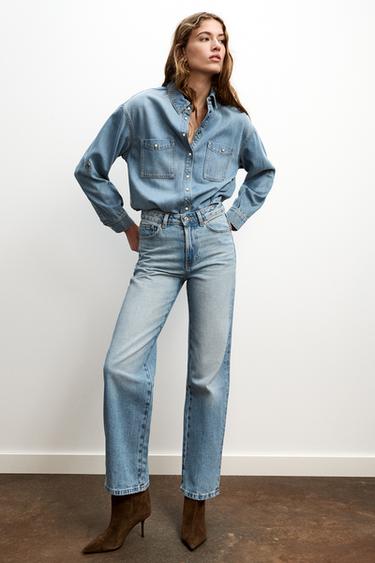 Zara Z.03 REGULAR FIT HIGH WAIST LONG LENGTH JEANS - Mid-blue