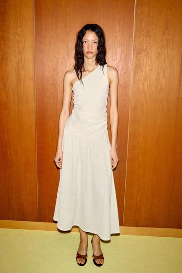 TEXTURED ASYMMETRIC DRESS - Ecru by Zara - Image 0