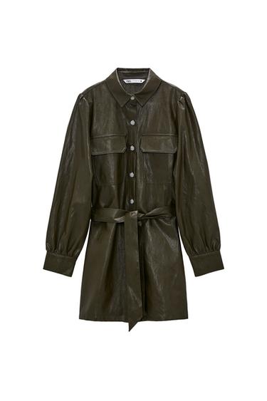 FAUX LEATHER MINI DRESS