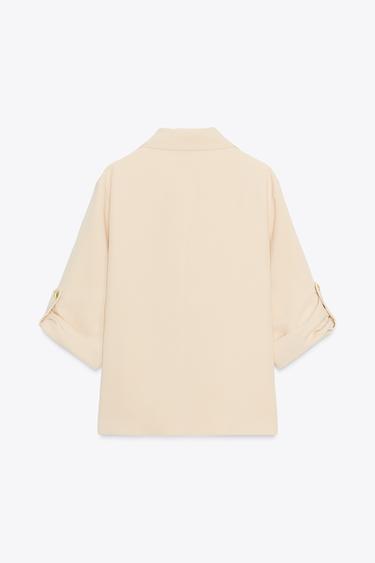 DOUBLE-BREASTED BLAZER WITH ROLLED-UP SLEEVES - Sand by Zara - Image 6