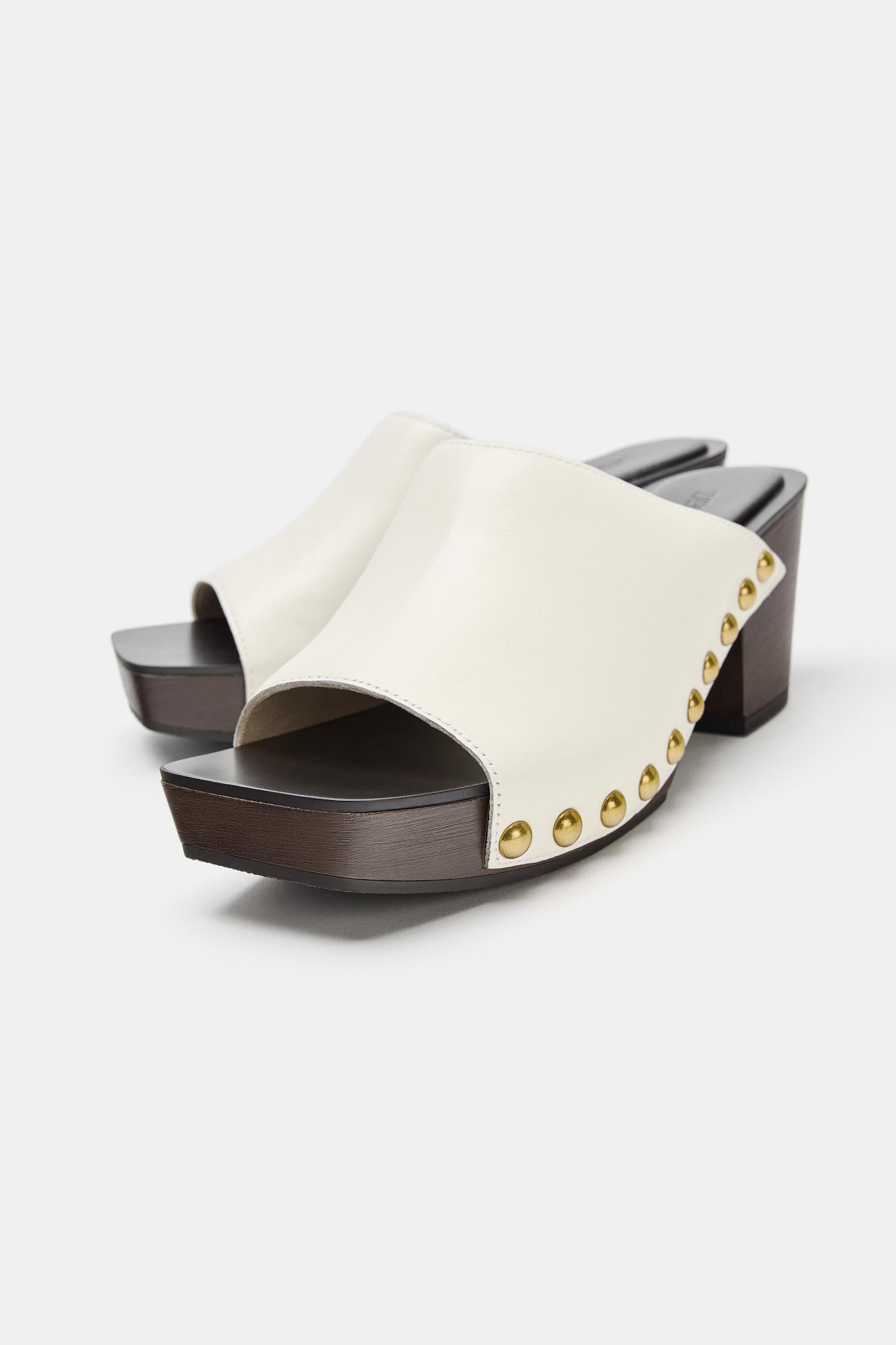 Обувь Zara LIMITED EDITION LEATHER STUDDED WEDGES — фото 4