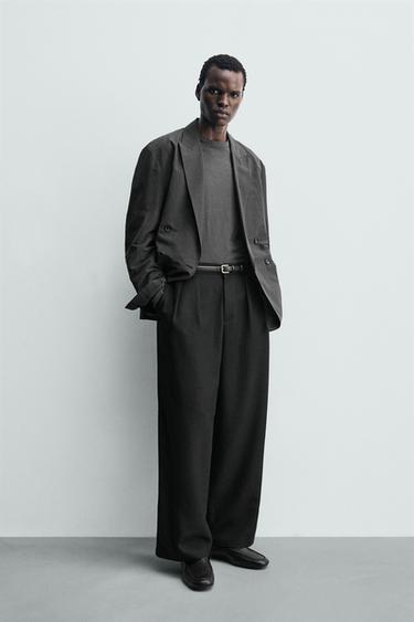 RELAXED FIT PLEATED TROUSERS - Black by Zara