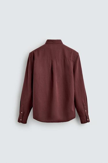 CHEMISE LIN - COTON - Grenat de Zara - Image 7
