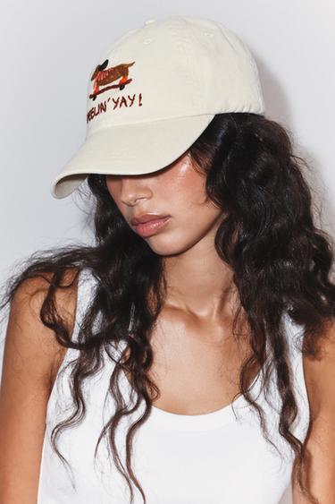 TWILL CAP WITH EMBROIDERED DACHSHUND ON SKATEBOARD - Beige by Zara - Image 1