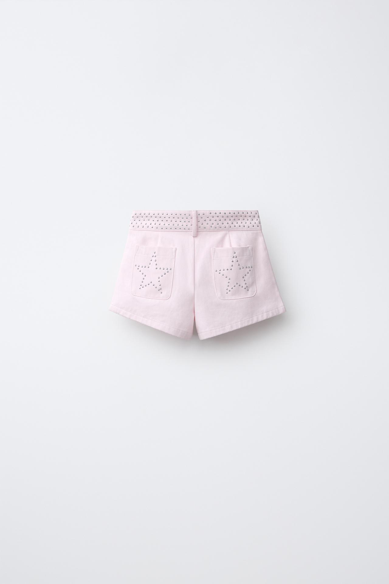 STUD AND STAR DETAIL SHORTS — Pink