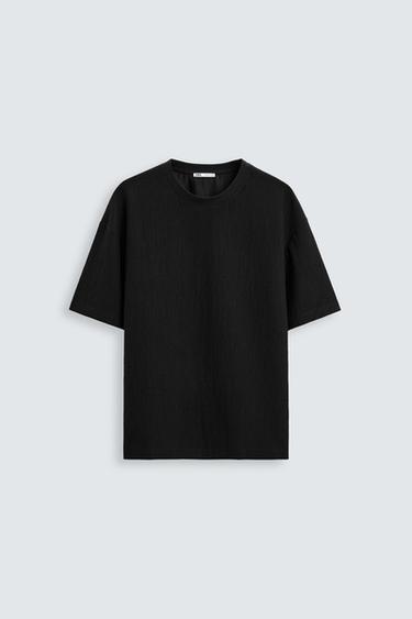 TEXTURED RELAXED FIT T-SHIRT - Black by Zara