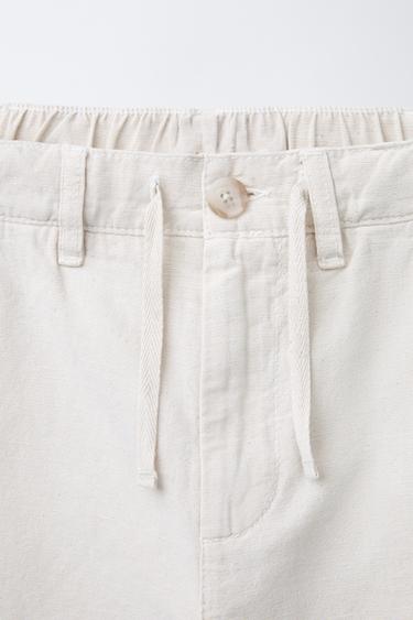 COTTON AND LINEN STRAIGHT-LEG TROUSERS - Ecru by Zara - Image 2