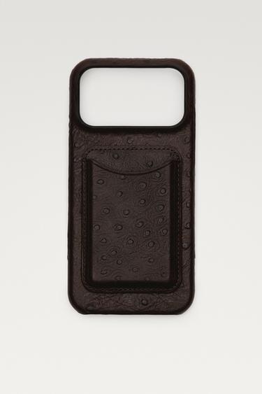 Textured Nappa leather iPhone 17 Pro Max case — Chocolate 1
