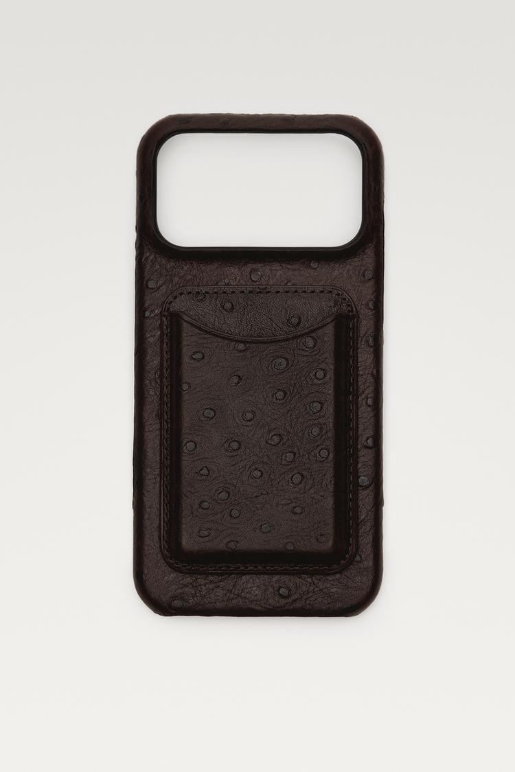 Textured Nappa leather iPhone 17 Pro Max case — Chocolate