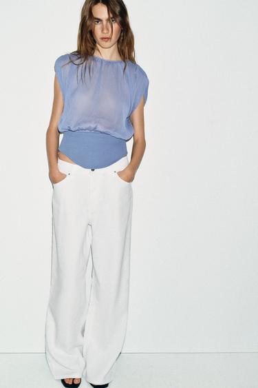 TOP BIMATIÈRE EN GEORGETTE - Bleu de Zara - Image 0