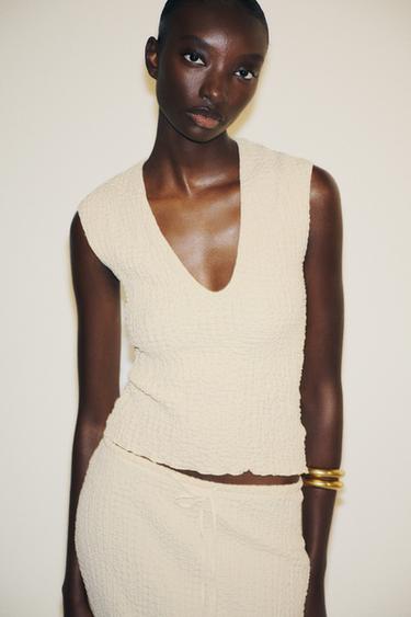 Zara 紋理上衣 - 淺黃色