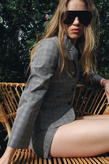 ZW COLLECTION CHECK SHORTS - Black / Ecru by Zara