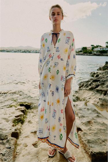 LONG PRINTED DRESS - Multicoloured by Zara - Image 0