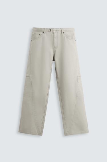 RELAXED FIT TROUSERS WITH BELT - Light tan by Zara