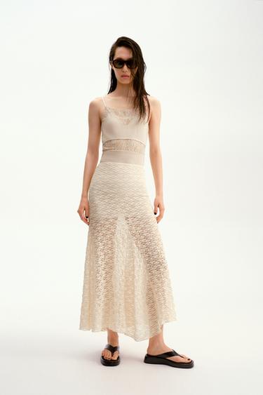 Zara 無接縫蕾絲上衣 - 嫩粉色