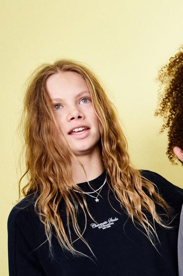 RAISED SLOGAN SWEATSHIRT - Blue by Zara