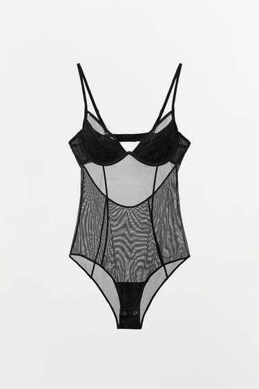BODY PLISSÉ SEMI-TRANSPARENT - Noir de Zara - Image 5