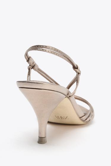 LEATHER KNOTTED STRAPPY SANDALS - Bronze by Zara - Image 5