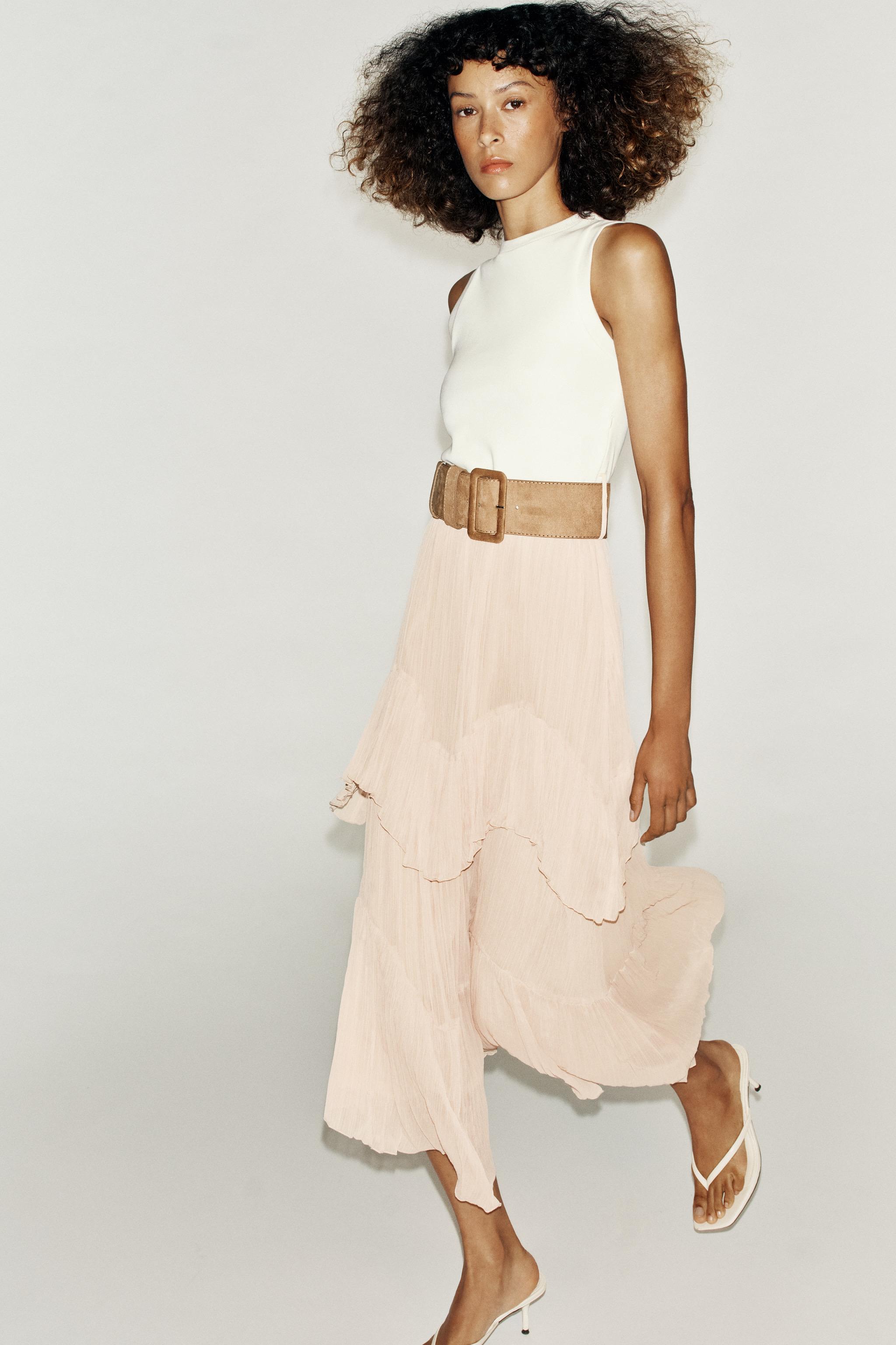COMBINED MIDI BELTED DRESS