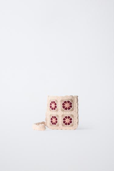 FLORAL CROCHET KNIT BAG - Light beige by Zara - Image 1
