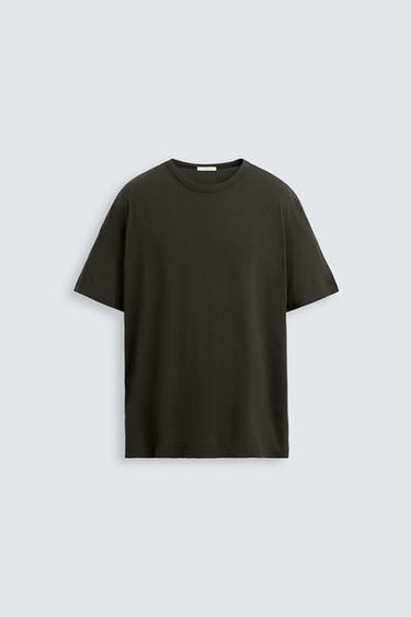 Zara BASIC LIGHTWEIGHT T-SHIRT - Dark brown