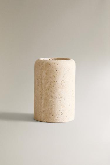Zara BEIGE MARBLE TOOTHBRUSH CUP - Beige