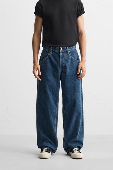 JEANS BAGGY FIT CORDÓN - Azul de Zara