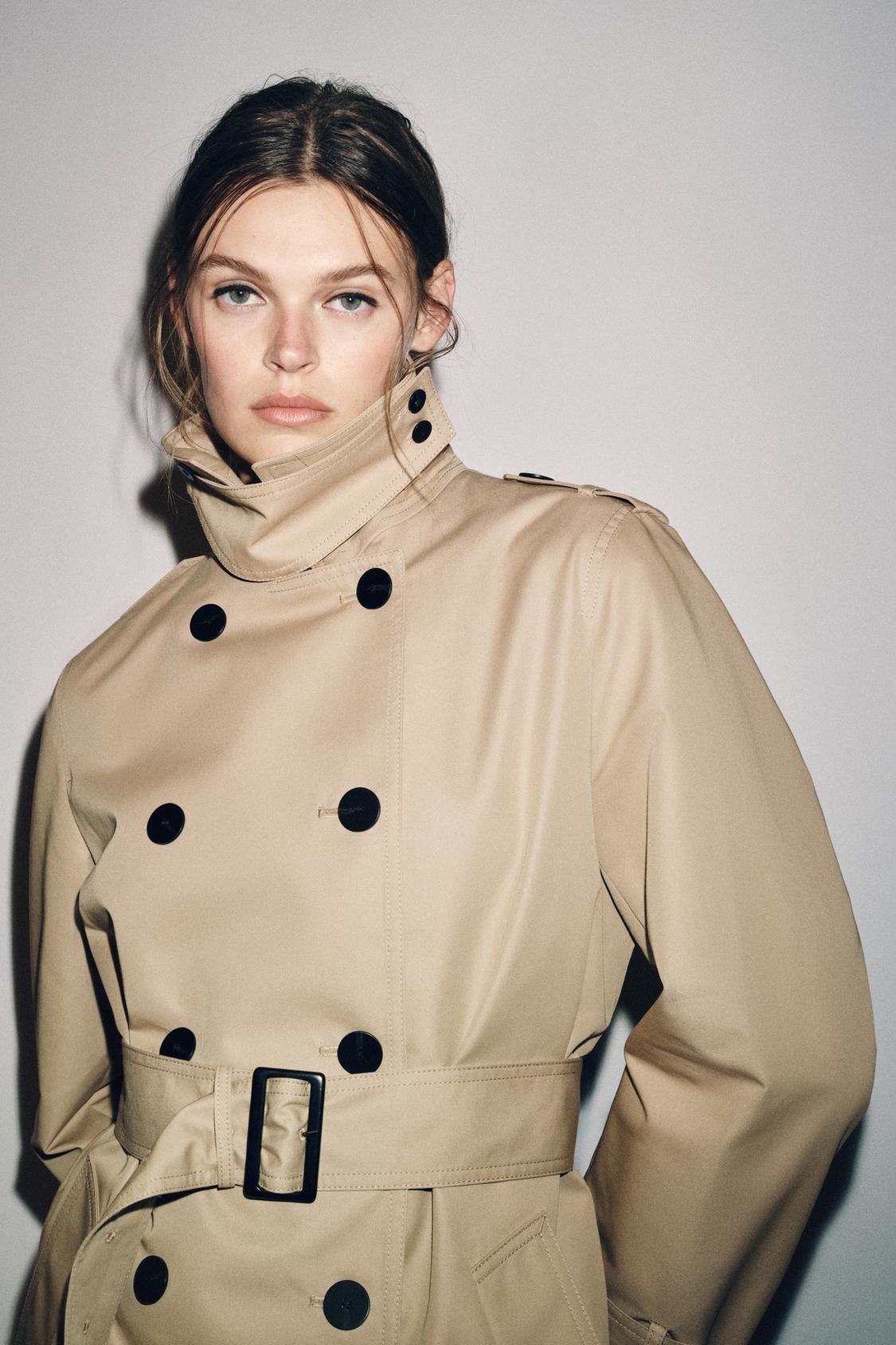 WATER REPELLENT DOUBLE-BREASTED TRENCH COAT ZW COLLECTION