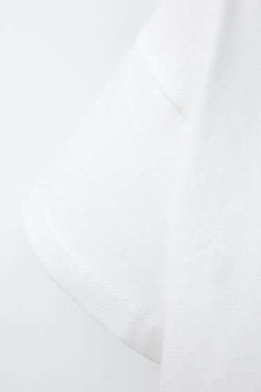 T-SHIRT WITH EMBROIDERED SLOGAN - Red by Zara - Image 3