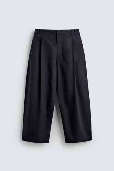 מכנסי כותנה - פשתן עם טקסטורה - כחול־ים של Zara