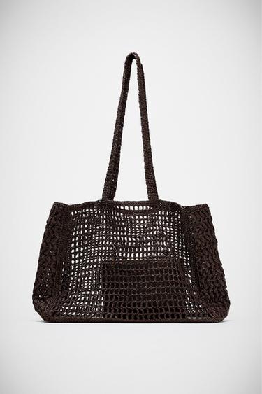 VELIKA PLETENA NAKUPOVALNA TORBA - Rjava od Zare