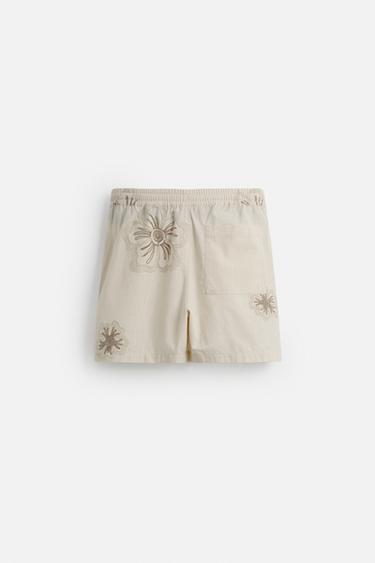 BERMUDA BRODÉ À FLEURS - Beige clair de Zara - Image 7