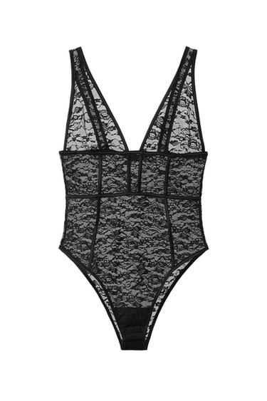 CONTRAST LACE BODYSUIT