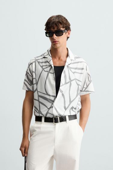 ABSTRACT PRINT STRETCH SHIRT - White by Zara
