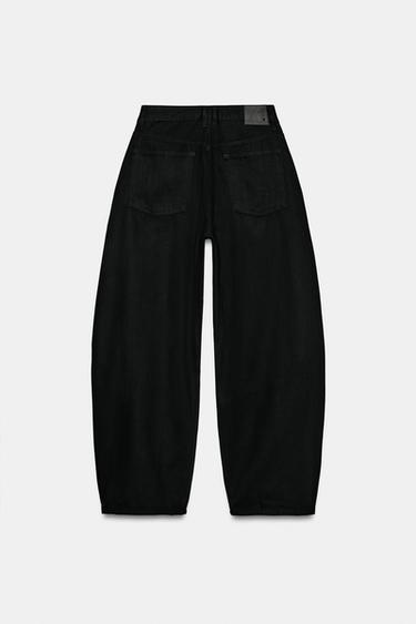 Zara TRF 中腰燈籠牛仔褲 - 黑色