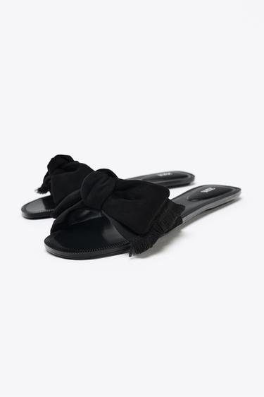 SANDALIA LAZO SERRAJE - Negro de Zara