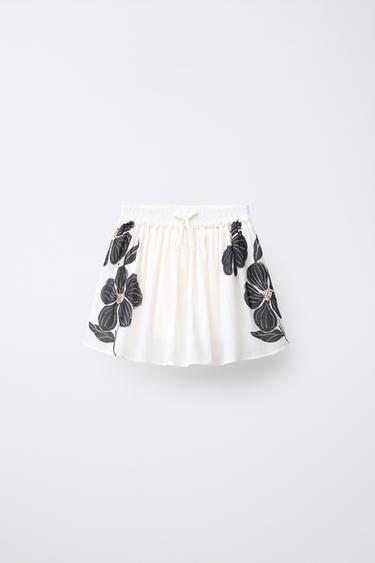 FLORAL PRINT BERMUDA SKORT - Ecru / Black by Zara - Image 0