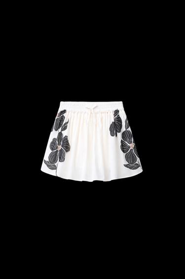BERMUDASHORTS MIT BLUMENPRINT - Cremefarben / Schwarz von Zara - Bild 0