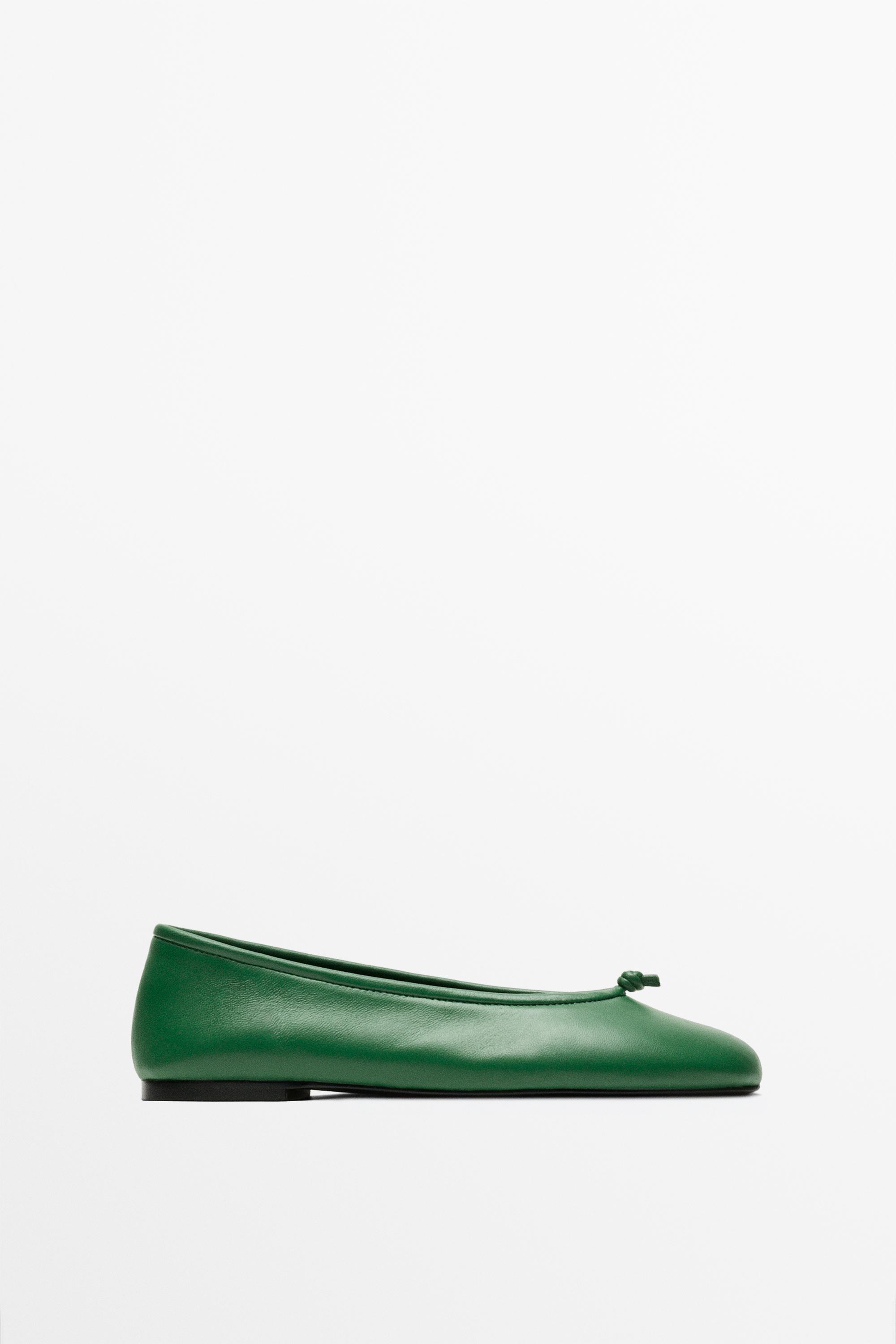 Leather knot ballet flat — Green