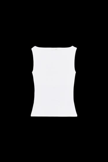 T-SHIRT MIT RIB-MUSTER - Weiß von Zara