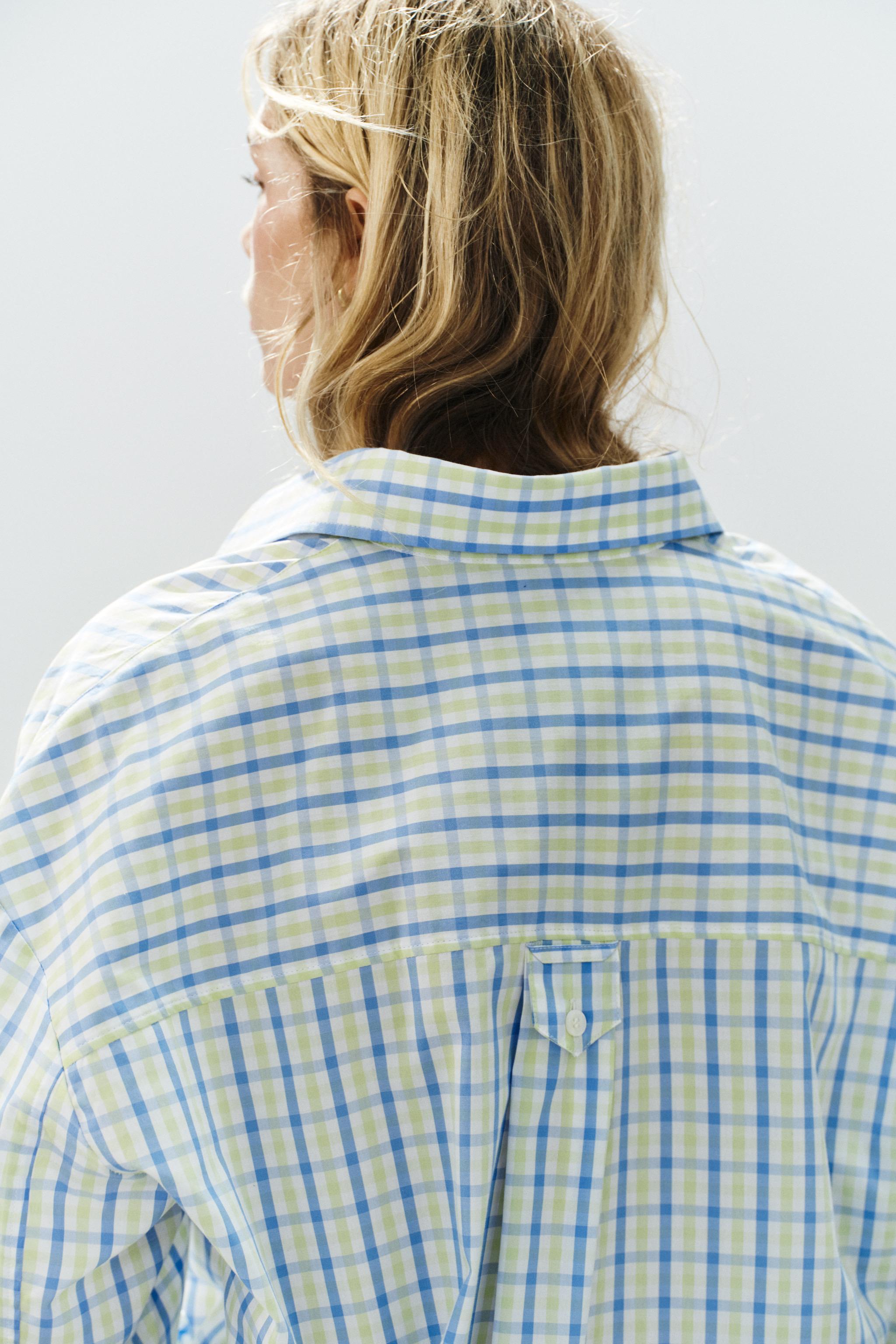 CHEMISE OVERSIZE EN POPELINE À CARREAUX