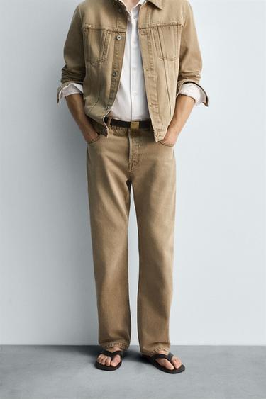 RELAXED FIT JEANS - camel by Zara