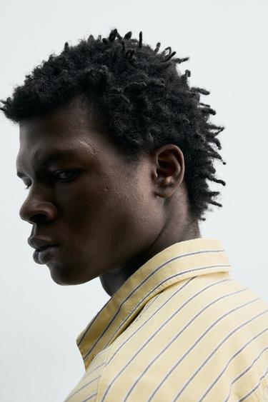 CHEMISE OXFORD À RAYURES - Jaune clair de Zara - Image 5