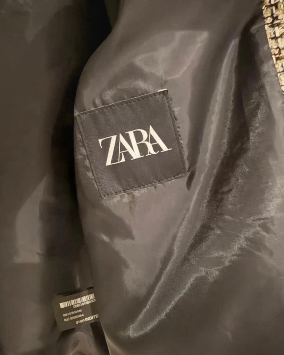 ZARA TEXTURED TWEED ZIP JACKET MULTICOLOUR SIZE M - Image 3