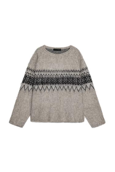 JACQUARD KNIT JUMPER WITH BRUSHED EFFECT